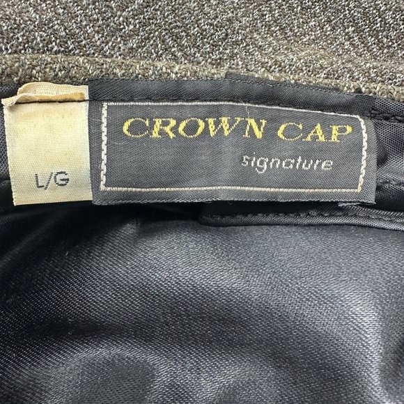 Vintage Crown Cap Signature L Brown Grey Tweed Newsboy Flatcap Hat Cap Cadet - Picture 11 of 12